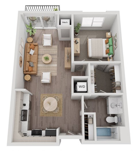 a floor plan of a 1 bedroom apartment at the residences at silver hill in suitland,